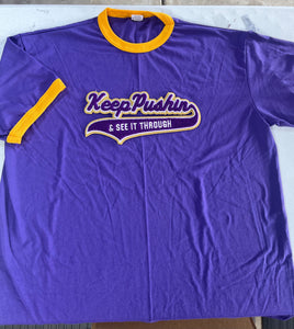 KEEP PUSHIN & See It Through Ringer T Chenille