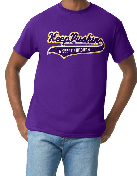 Chenille “Keep Pushin” tshirt