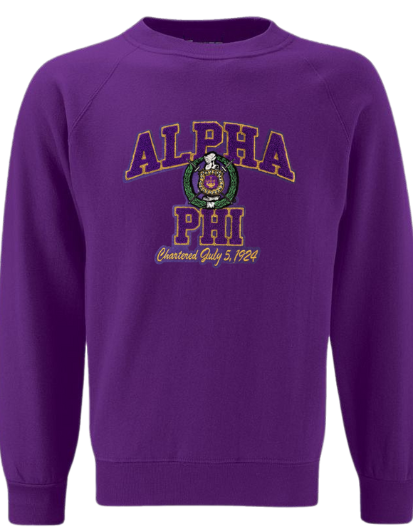 Alpha Phi chapter chenille sweatshirt