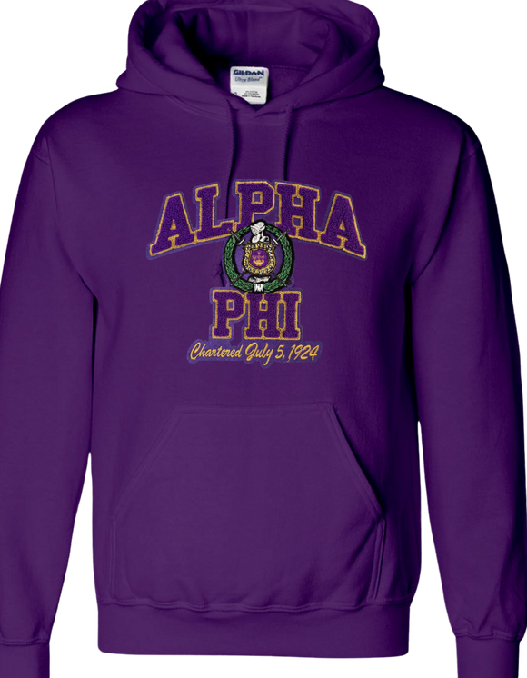 Alpha Phi chapter chenille hoodie