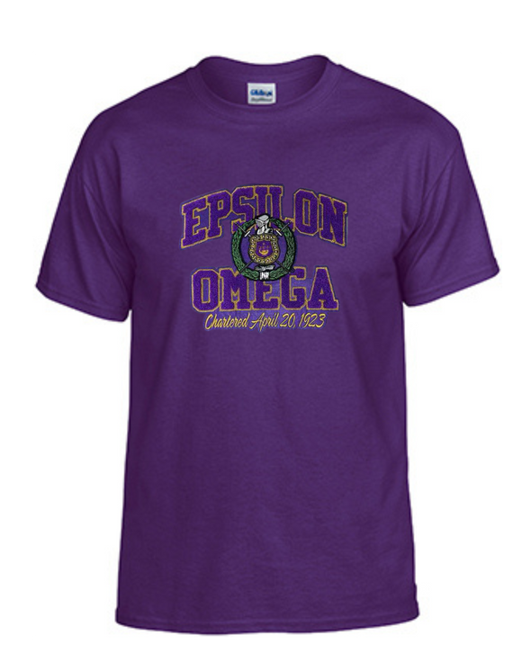 Epsilon Omega chapter chenille t-shirt