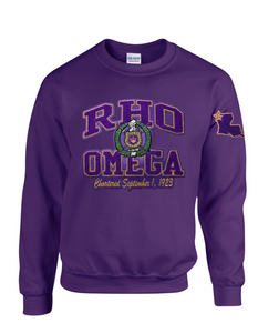 Rho Omega chapter chenille sweatshirt