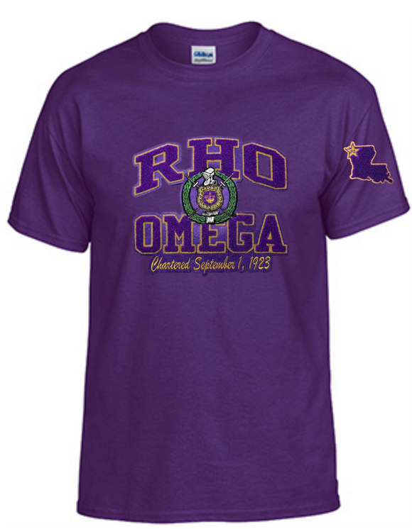 Rho Omega chapter chenille t-shirt