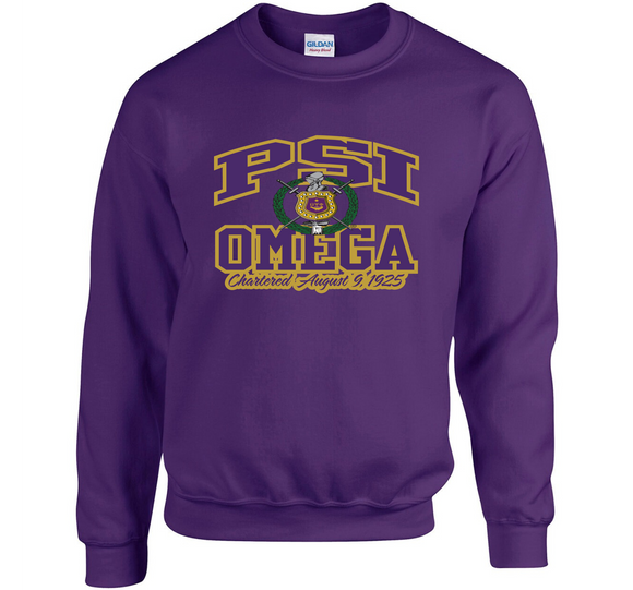 Psi Omega chapter chenille sweatshirt