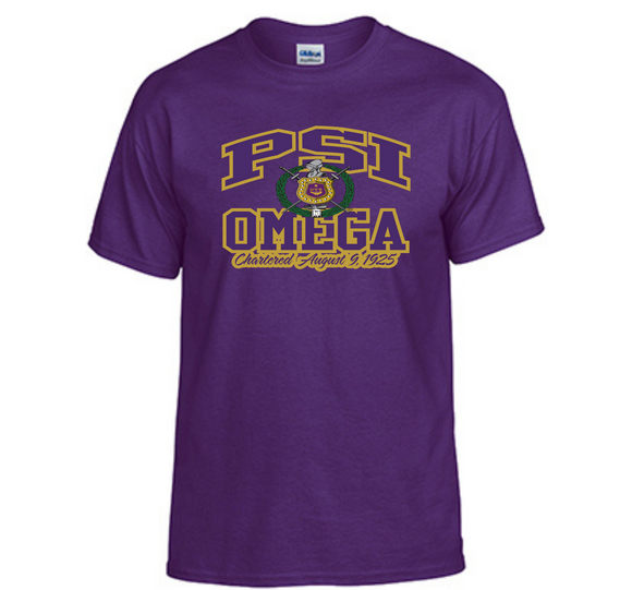 Psi Omega chapter chenille t-shirt